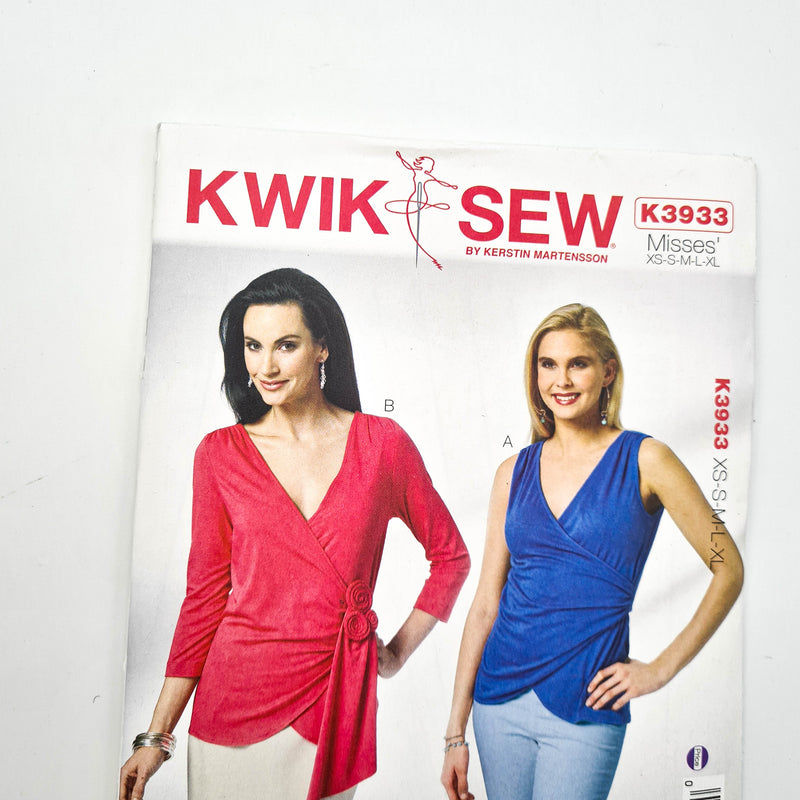 Kwik Sew 3933 | Adult Tops - Sizes XS, S, M, L, XL | Uncut, Unused, Factory Folded Sewing Pattern