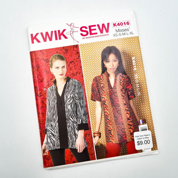 Kwik Sew 4016 | Adult Tunics - Sizes XS, S, M, L, XL | Uncut, Unused, Factory Folded Sewing Pattern