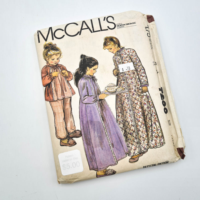 McCall's 7236 | Kids Robe, Nightgown + Pajamas - Size Large