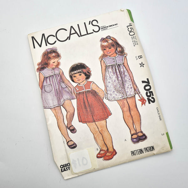 McCall's 7052 | Kids Dresses - Size 3