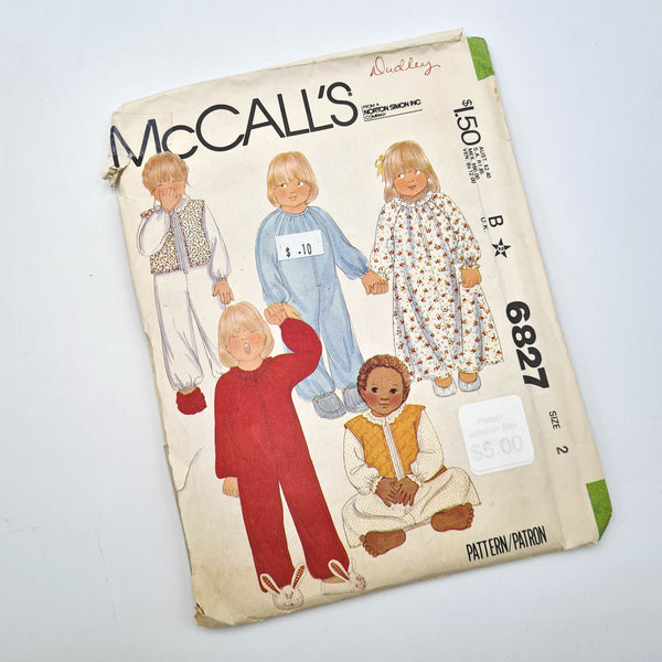 McCall's 6827 | Kids Nightgown, Pajamas, + Vest - Size 2