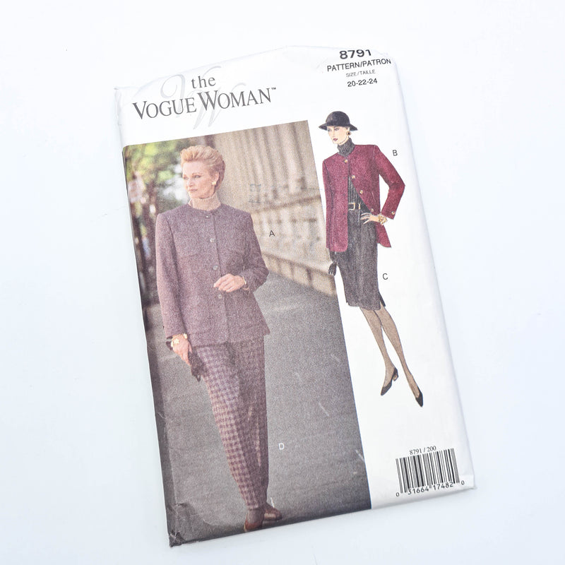 Vogue 8791 | Adult Jacket, Skirt, + Pants | Sizes 20-22-24