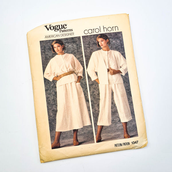 Vogue 1347 | American Designer Carol Horn | Adult Jacket, Blouse, Skirt, + Pants - Size 8