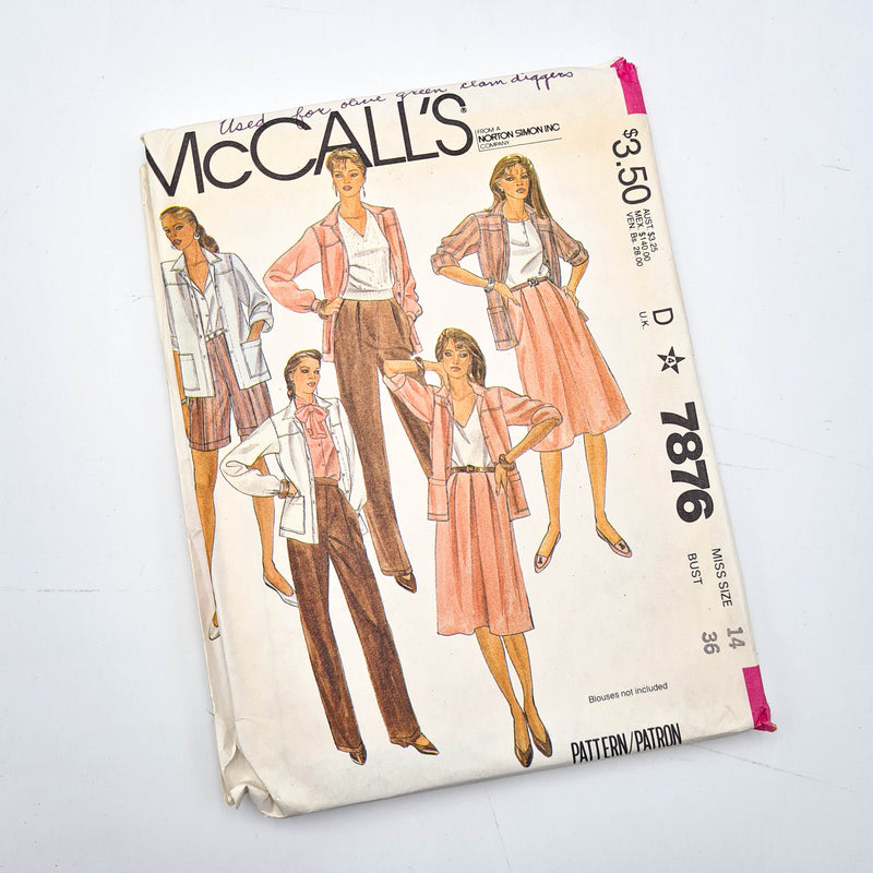 McCall's 7876 | Adult Jacket, Skirt, and Pants/Shorts - Size 14