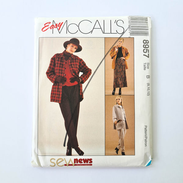 McCall's 8957 | Adult Unlined Jacket, Vest, Pants + Skirt | Sizes 8,10,12