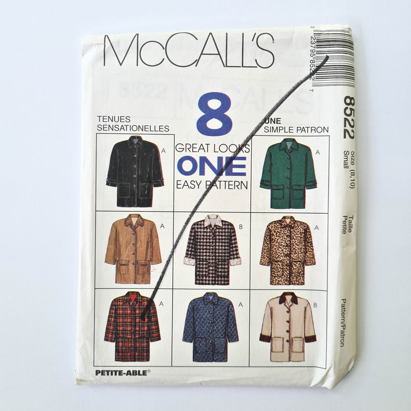 McCall's 8522 | Adult Lined Jacket | Sizes 8,10