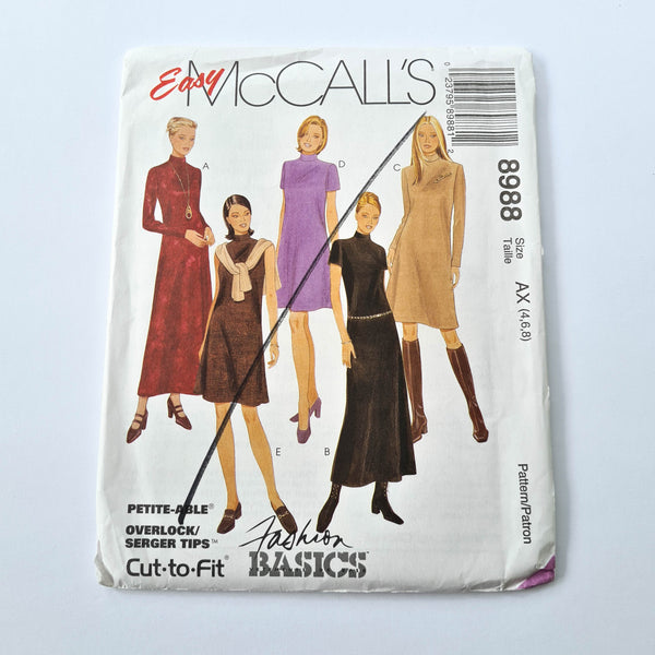 McCall's 8988 | Adult Dress in Two Lengths | Sizes 4,6,8