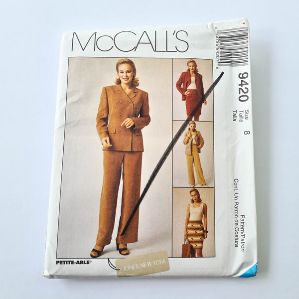 McCall's 9420 | Adult Lined Jacket, Pants, and Skirt | Size 8 OR 10