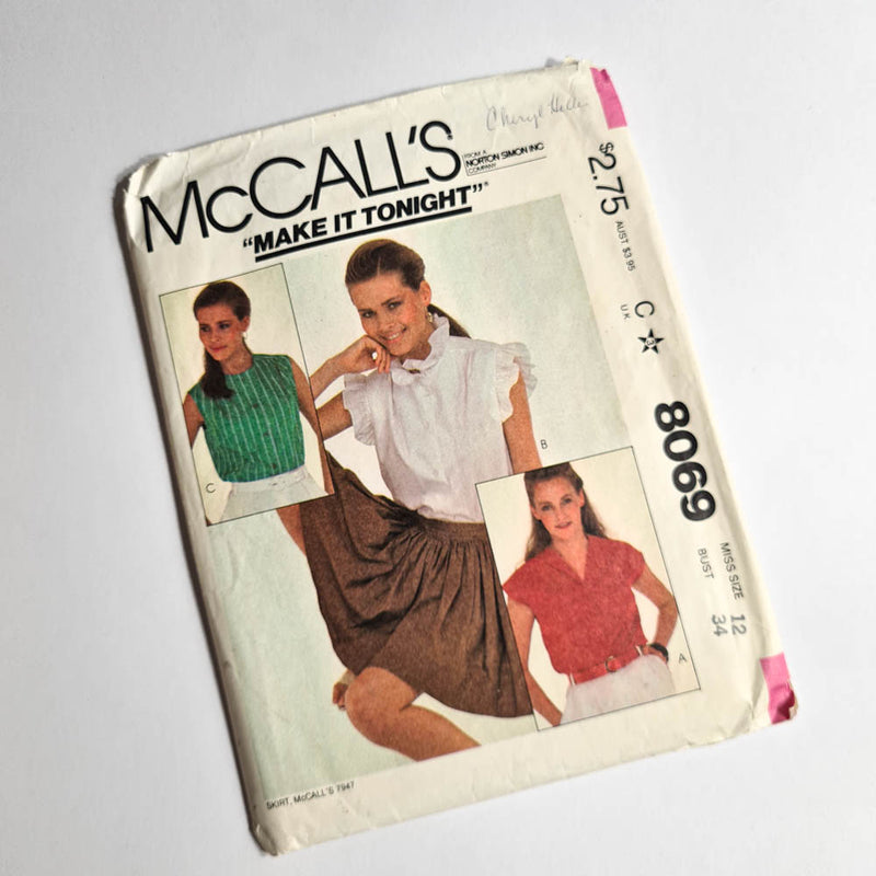 McCall's 8069 | Adult Tops | Size 12 / 34" Chest