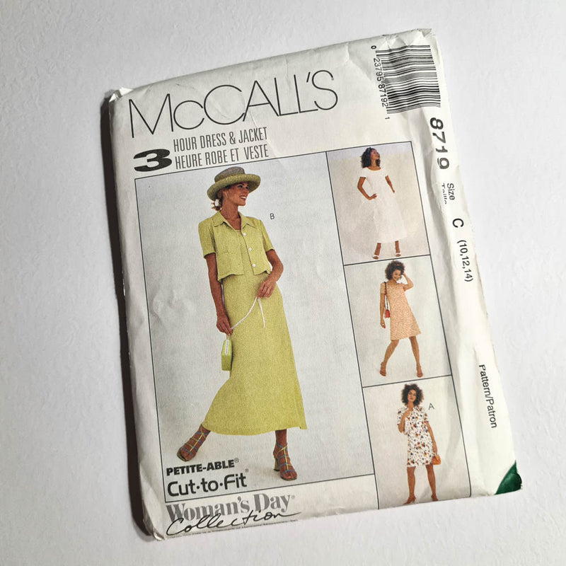 McCall's 8719 | Adult Unlined Jacket and Dress | Sizes 10 - 12 - 14
