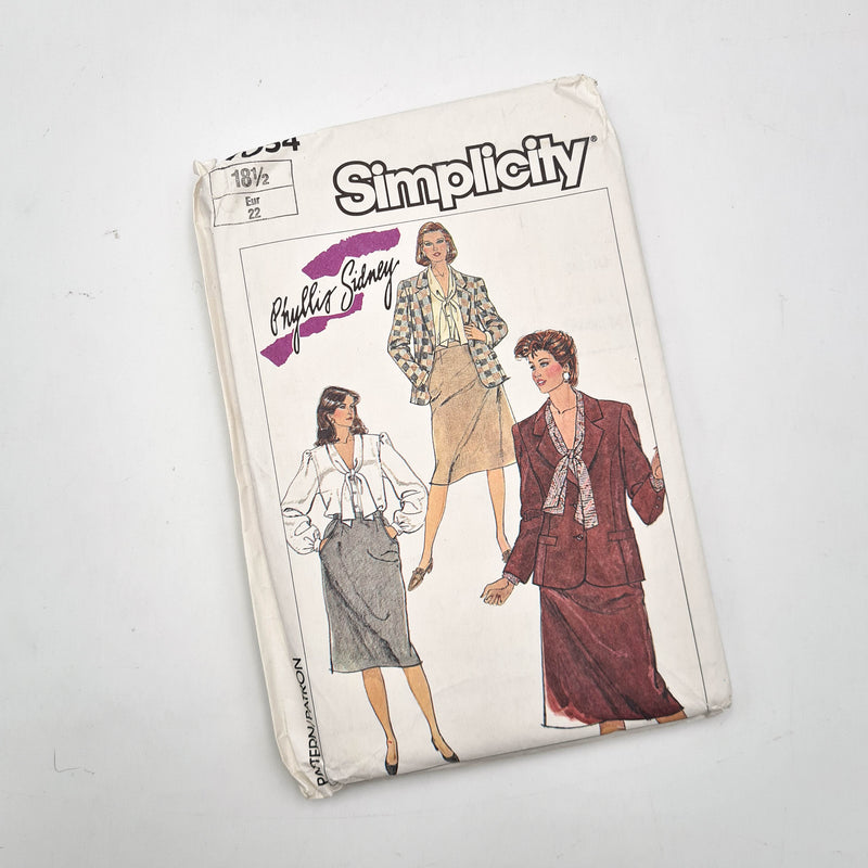 Simplicity 7054 | Adult Blouse, Skirt, and Lined Jacket | Size 18.5