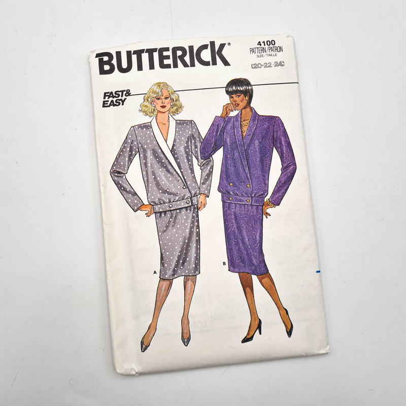 Butterick 4100 | Adult Top and Skirt | Sizes 20 - 22 - 24
