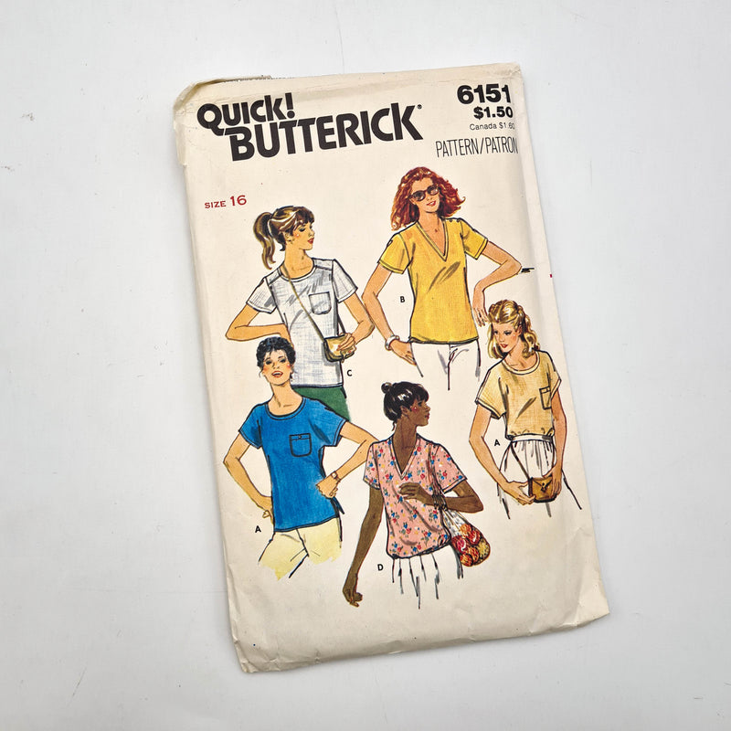 Butterick 6151 | Adult Tops | Size 16 - 38" Chest