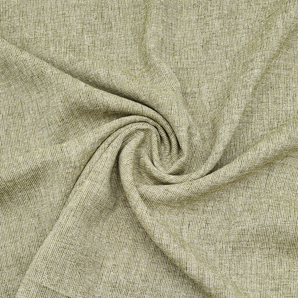 A pale green fabric with subtle color variations that is scrunched into a swirl pattern to better show the thickness and drape of the material. 