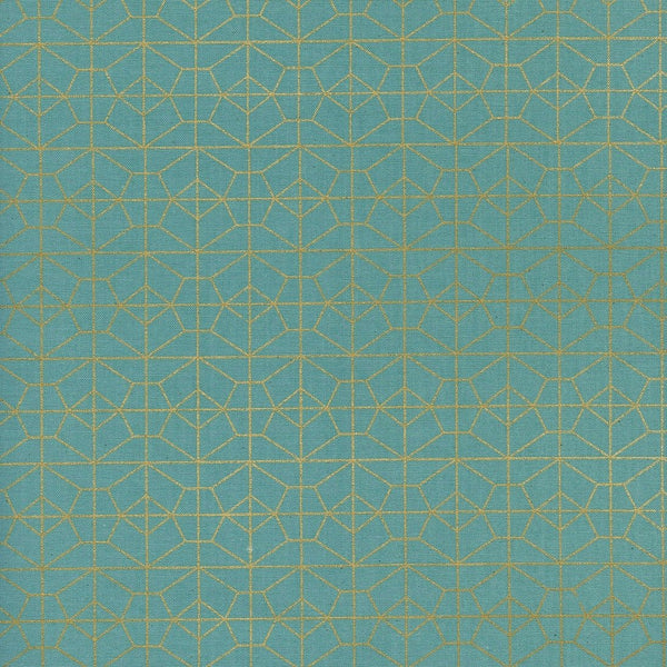 Geo Grid, Sky Metallic | Akoma | Quilting Cotton | RARE, OUT OF PRINT