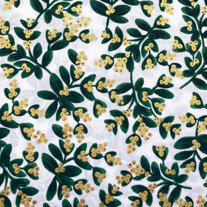 Mistletoe, White Metallic | Holiday Classics | Quilting Cotton