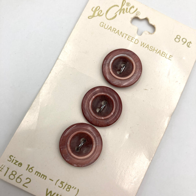 5/8" Earth Rose | Set Of 3 Plastic Buttons