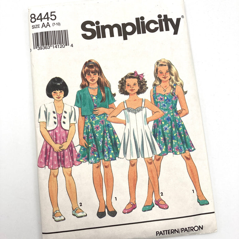 Simplicity 8445 | Girls' Dress Jumpsuit and Jacket | Size 7-10