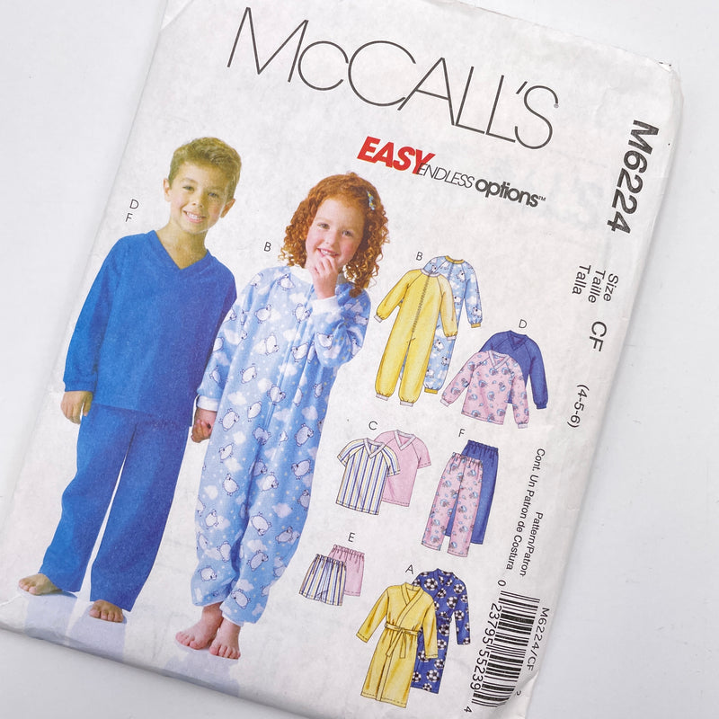 McCall's M6224 | Children's & Toddlers' Robe, Belt, Jumpsuit, Top, Shorts, and Pants| Size 4-6