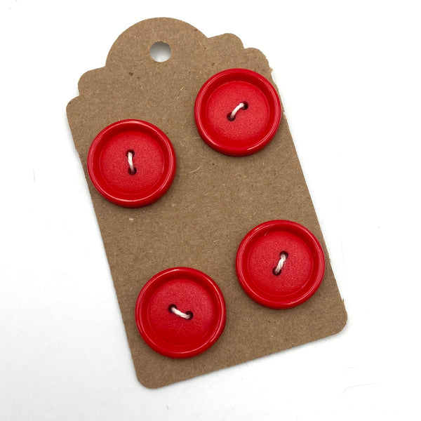 3/4" Bright Red | Set of 4 Plastic Buttons