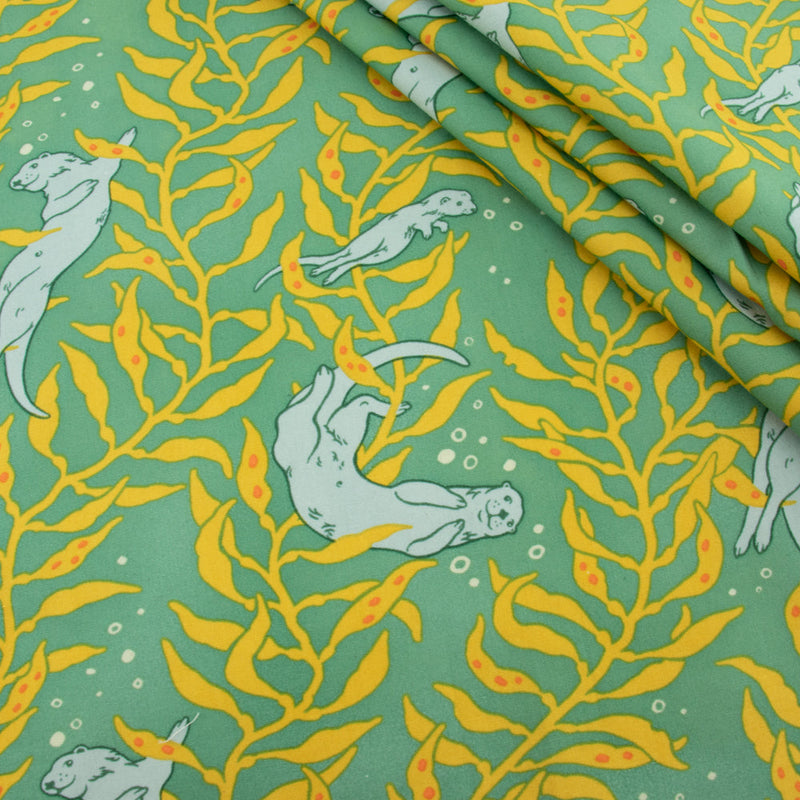 Otters, Mid Blue | The Wild Coast | Organic Quilting Cotton